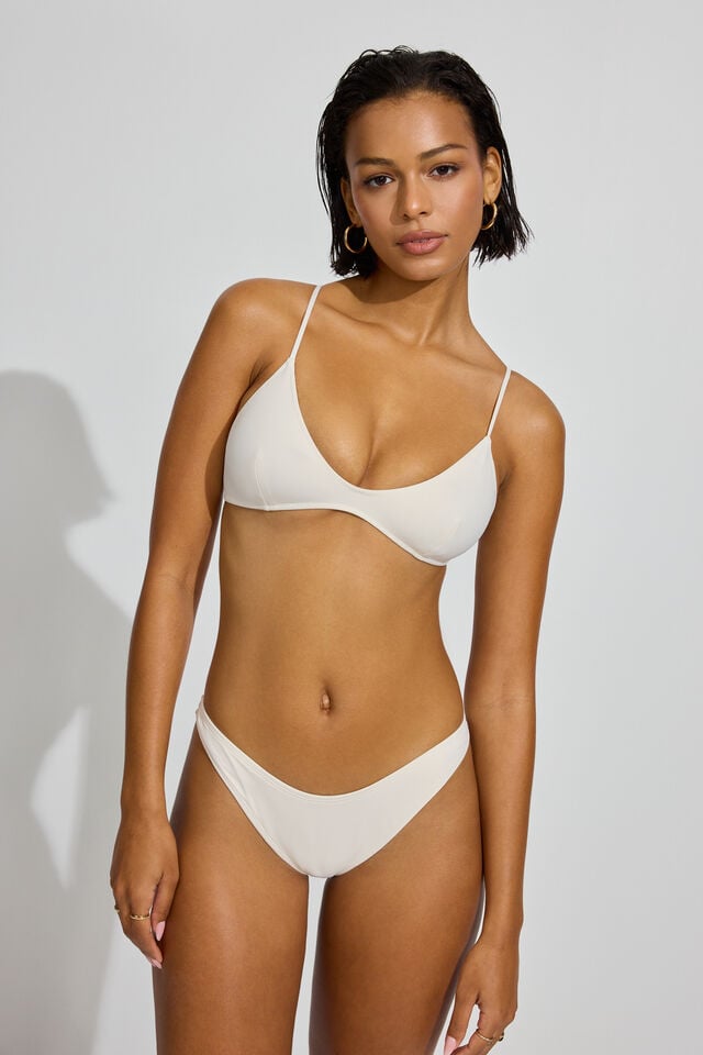 Light Blue / White Garage Fixed Triangle Women Bikini Top | A-4065237