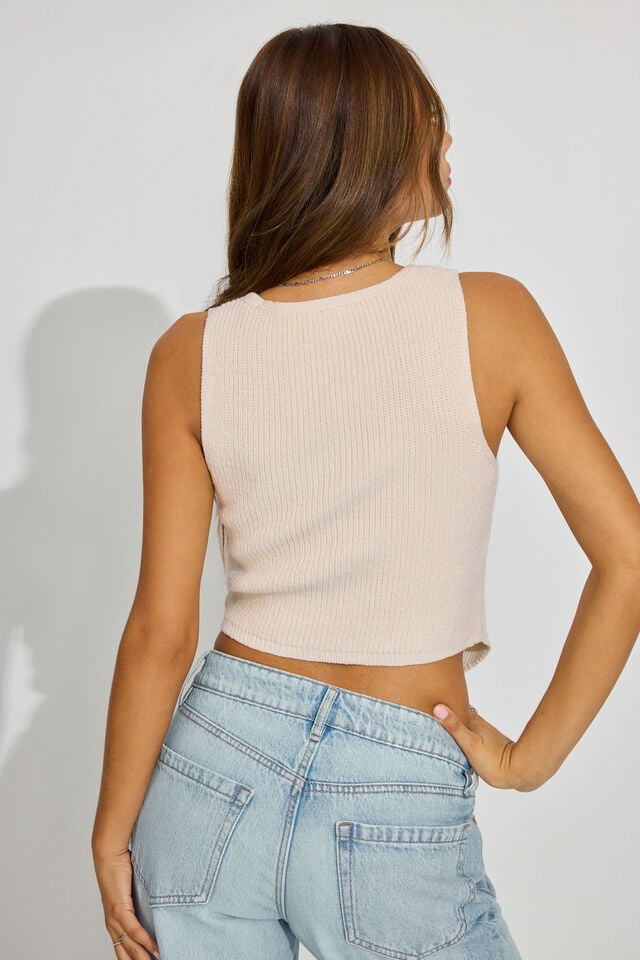 Light Blue / White Garage Tie Front Women Vest | A-5384706