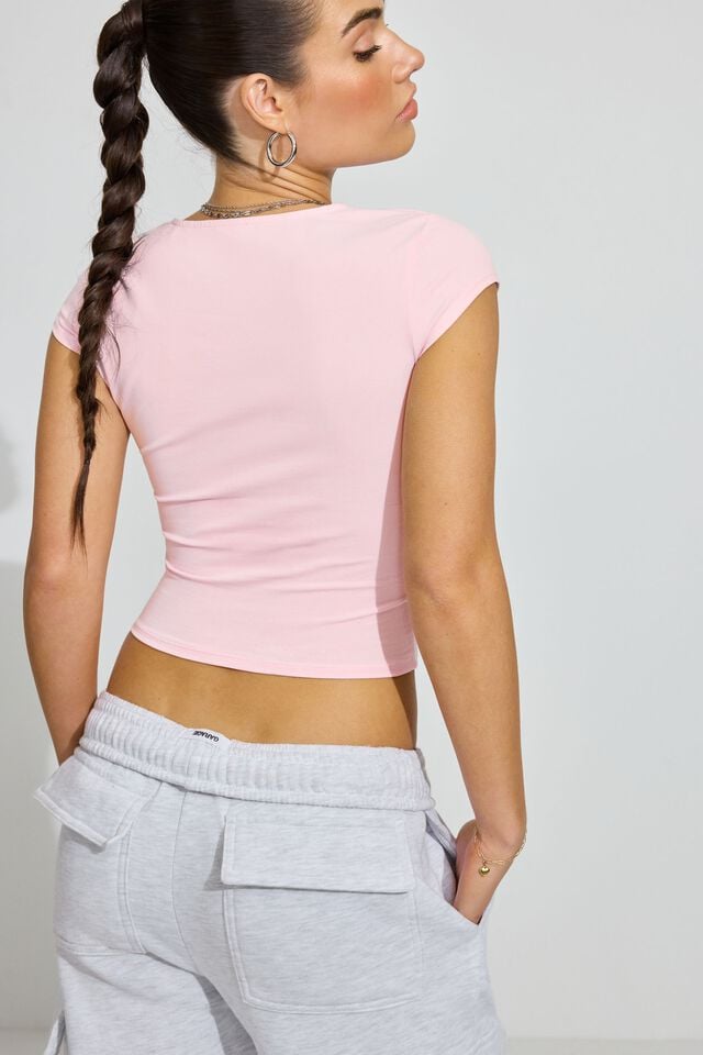 Light Purple Garage Portia Square Neckline Women T Shirts | A-7034812