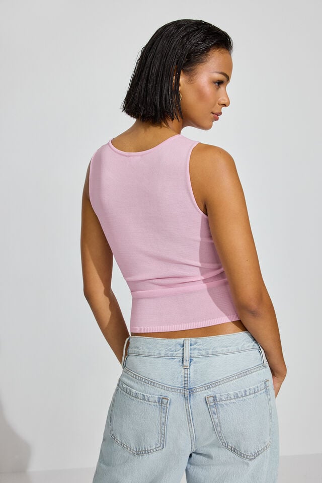 Light Purple Garage Sheer Flower Women Tank Top | A-6538197