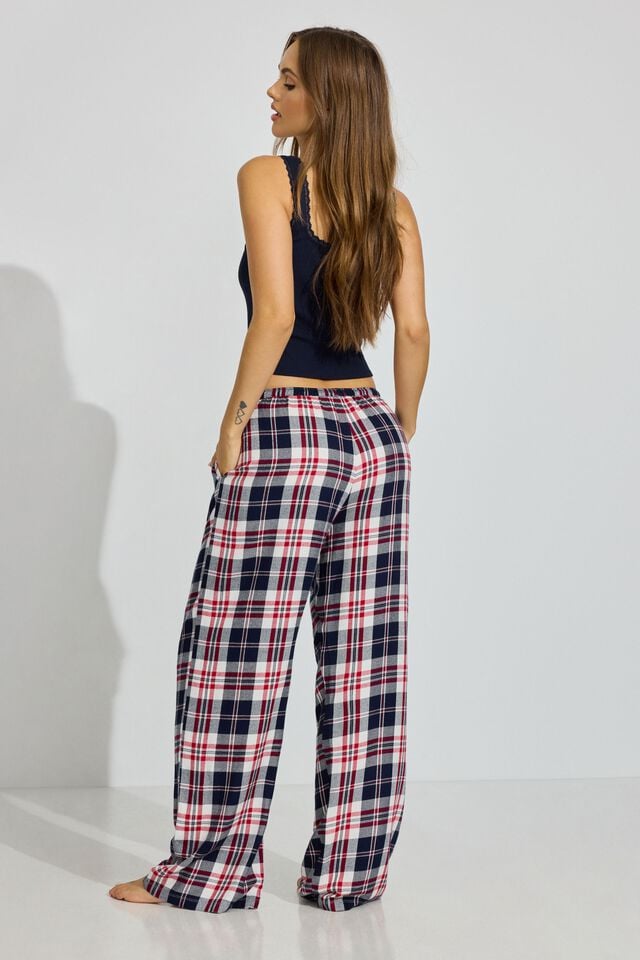 Navy Garage Flannel Women Pants | A-9820765
