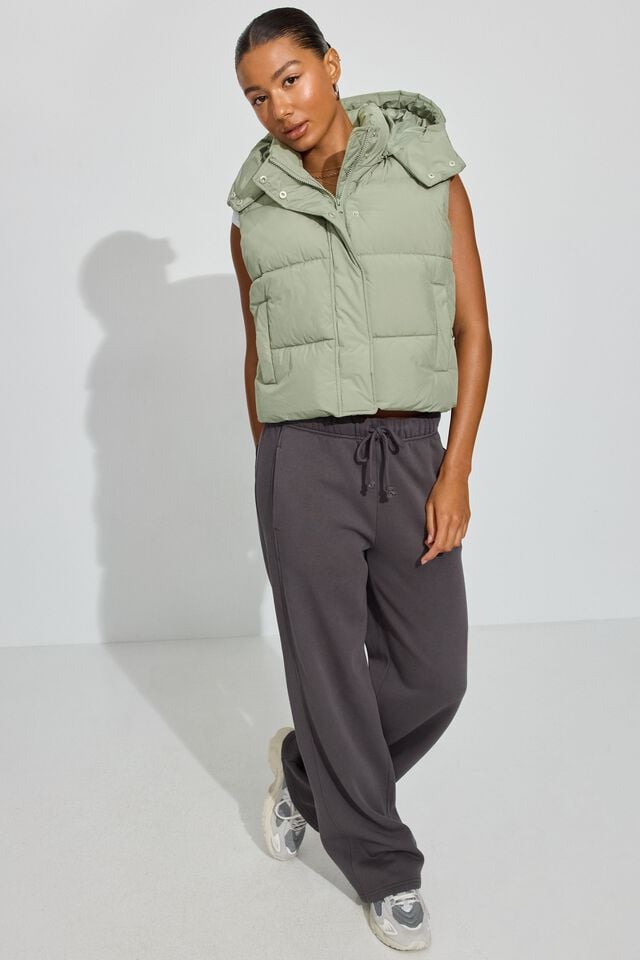 Olive Green Garage Perfect Women Puffer Vest | A-6538902
