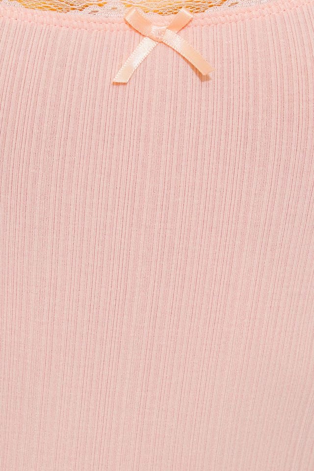 Pink Garage Myla Scoop Neck Lace Trim Rib Women T Shirts | A-8401539