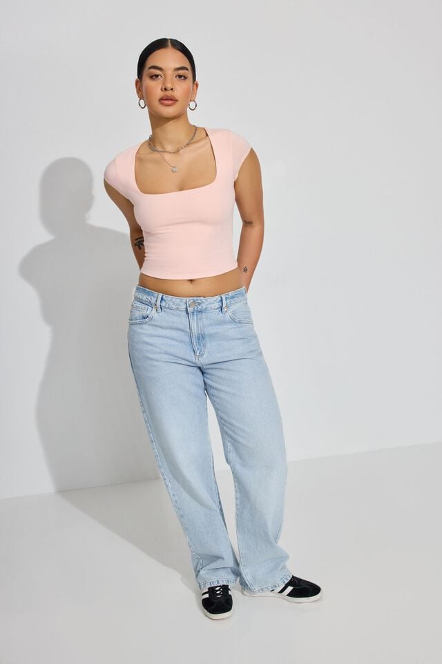Pink Garage Portia Square Neckline Women T Shirts | A-7503621