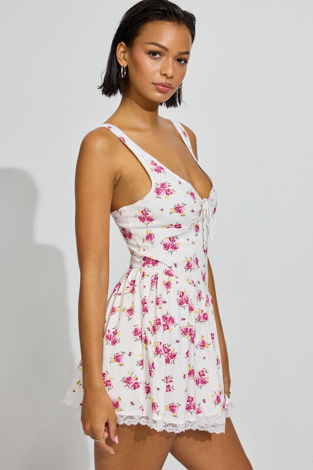Pink / Yellow Garage Plunge V-neck Women Dress | A-7185903