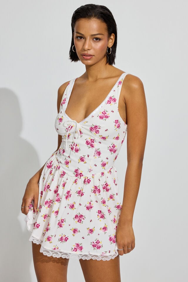Pink / Yellow Garage Plunge V-neck Women Dress | A-7185903