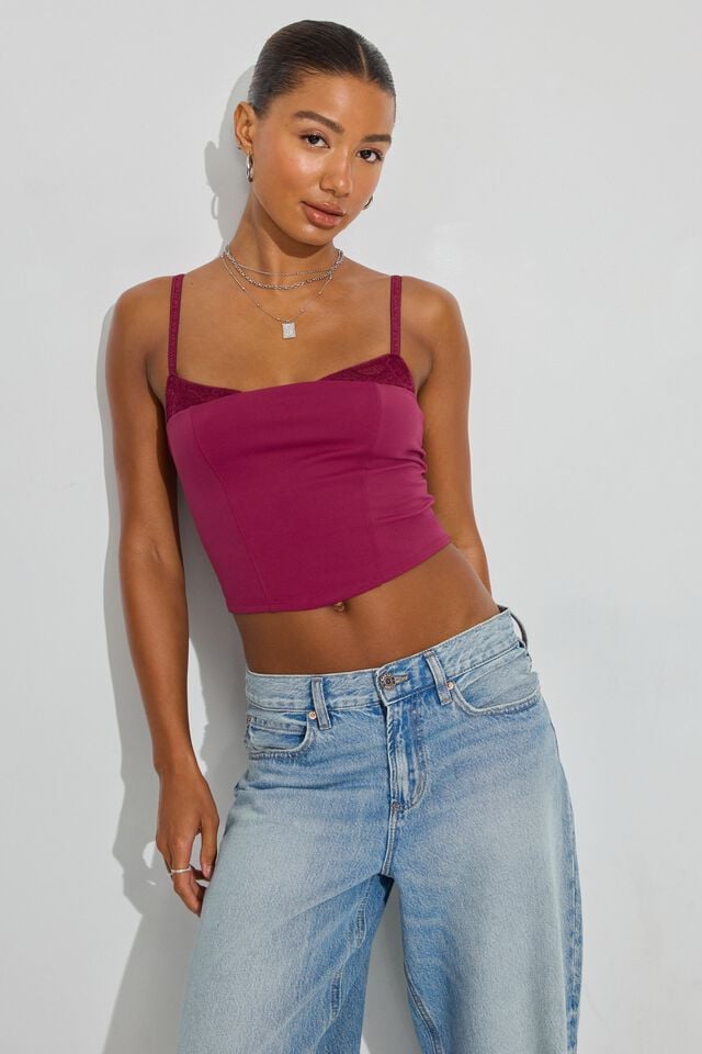 Purple Red Garage Double Layer Women Tank Top | A-5347186