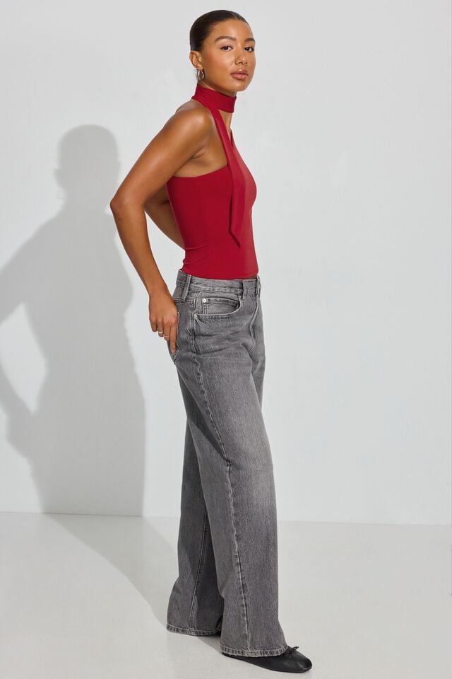 Red Garage One Shoulder Neck Tie Women Tank Top | A-4569820