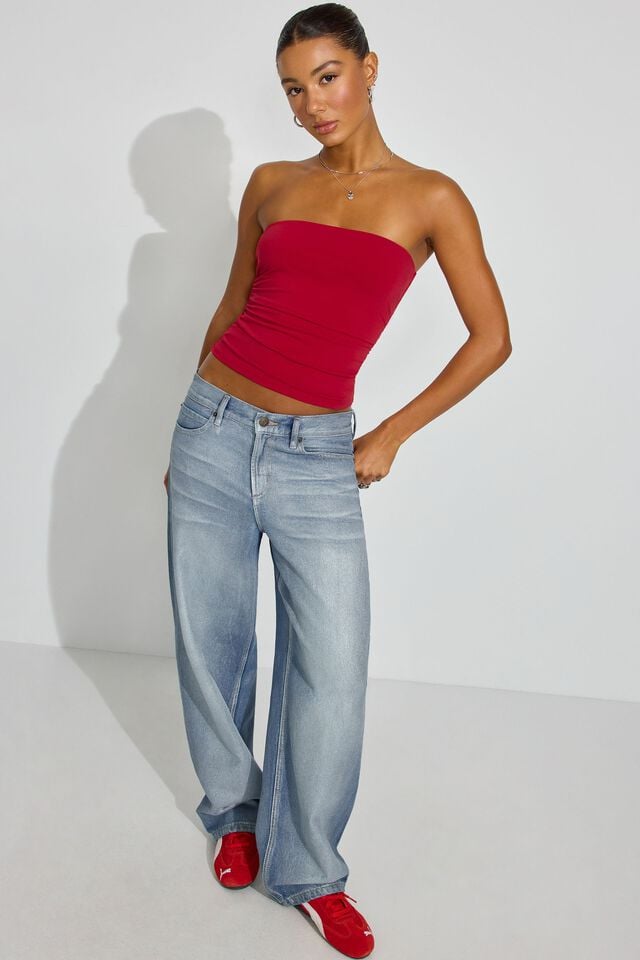 Red Garage Sculpt Longline Tube Women Tank Top | A-4231679