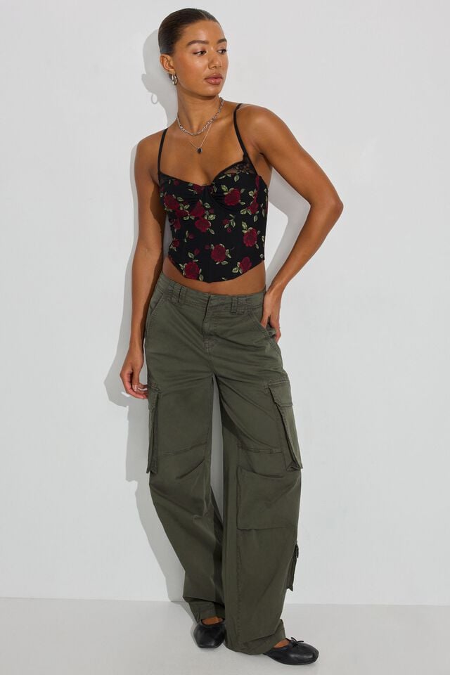 Rose / Black Garage Sabrina Peek-a-boo Women Tank Top | A-2869501