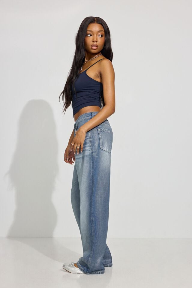 Silver Blue Garage Low Rise Baggy Women Jeans | A-3509178