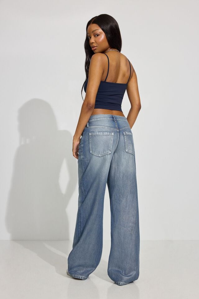 Silver Blue Garage Low Rise Baggy Women Jeans | A-3509178
