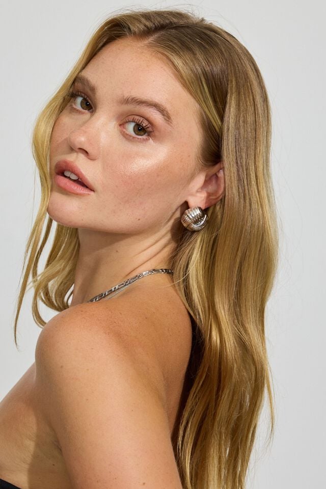 Silver Garage Knotted Button Women Earrings | A-3502716