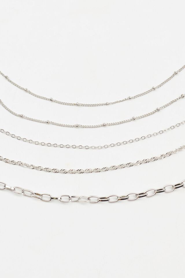 Silver Garage Set Of 5 Classic Chains Women Necklaces | A-3904761