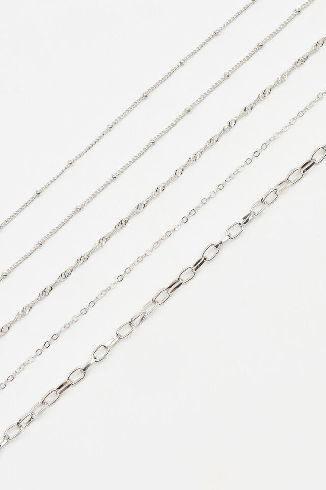 Silver Garage Set Of 5 Classic Chains Women Necklaces | A-3904761