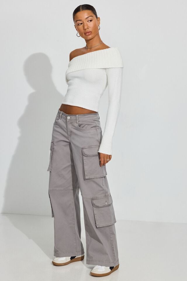 Titanium Grey Garage Cameron Low Rise Women Cargo Pants | A-5943612