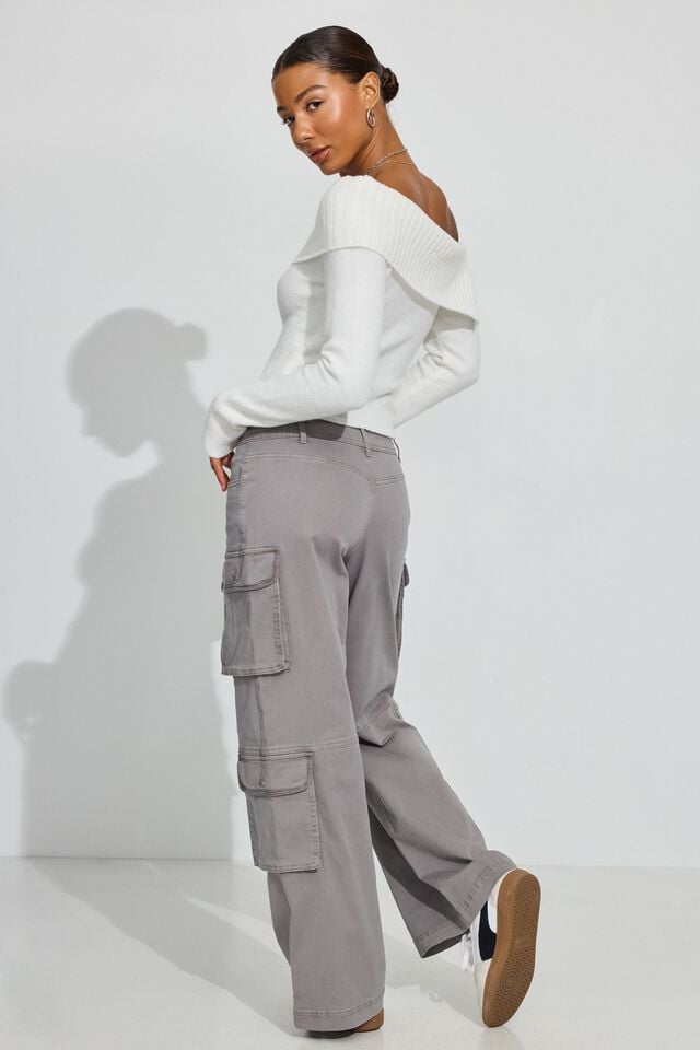 Titanium Grey Garage Cameron Low Rise Women Cargo Pants | A-5943612