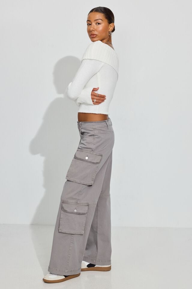 Titanium Grey Garage Cameron Low Rise Women Cargo Pants | A-5943612