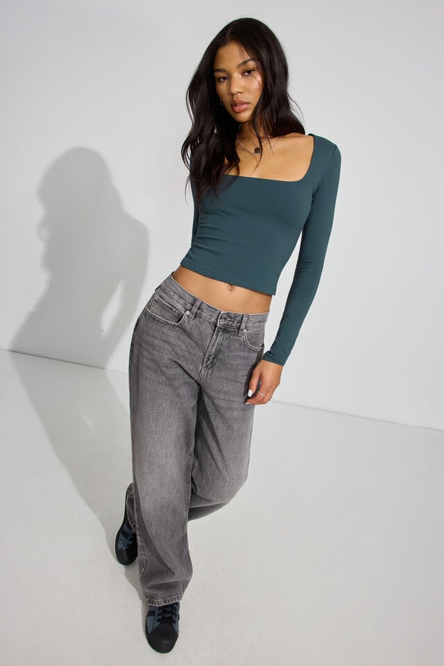 Turquoise Garage Addison Square Neck Women Long Sleeve | A-2307156