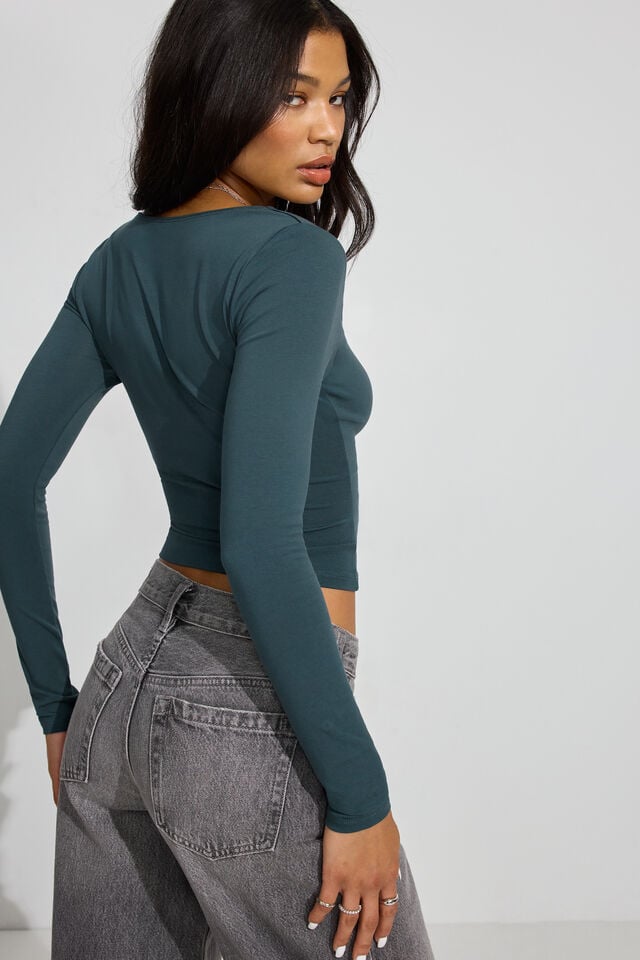 Turquoise Garage Addison Square Neck Women Long Sleeve | A-2307156