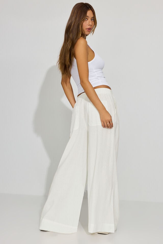 White Garage Baggy Linen Women Pants | A-3209186