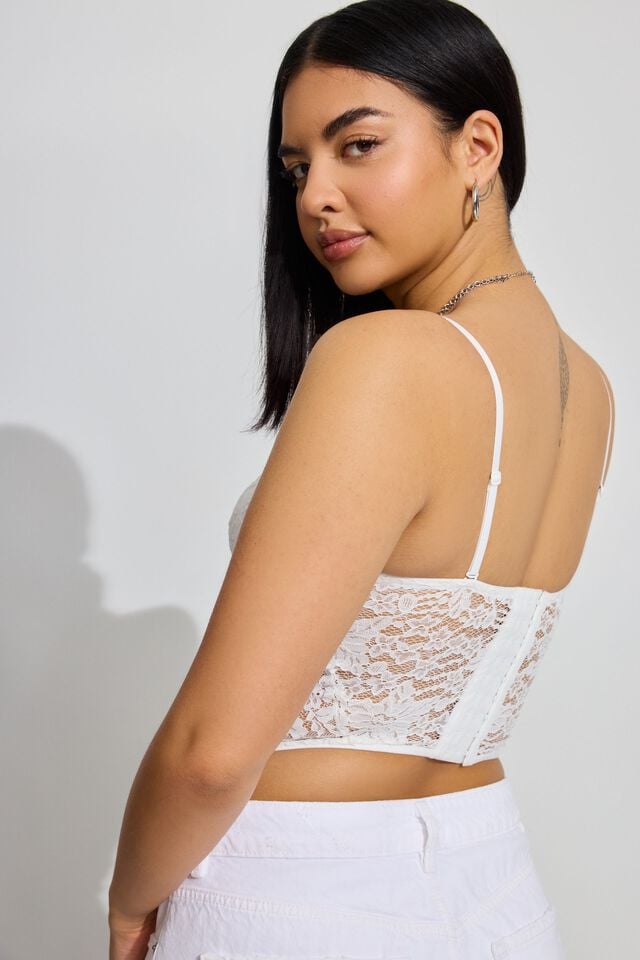 White Garage Chrishell Lace Mesh Women Tank Top | A-0578219