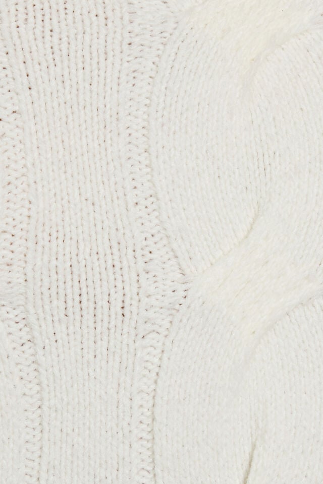 White Garage Cropped Cable Crewneck Women Sweater | A-9804316