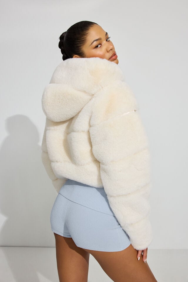 White Garage Faux-fur Women Down Jackets | A-8093421