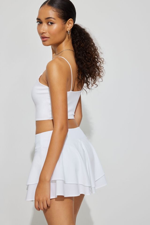 White Garage Flare Active Women Skorts | A-7128530