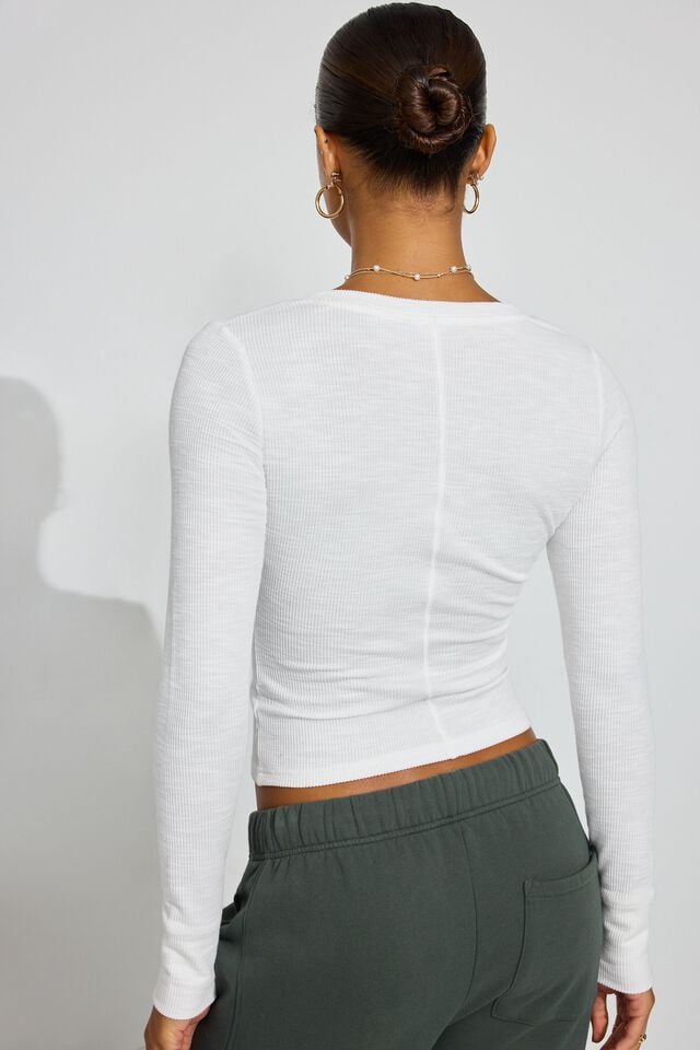 White Garage Henley Women Long Sleeve | A-9631872