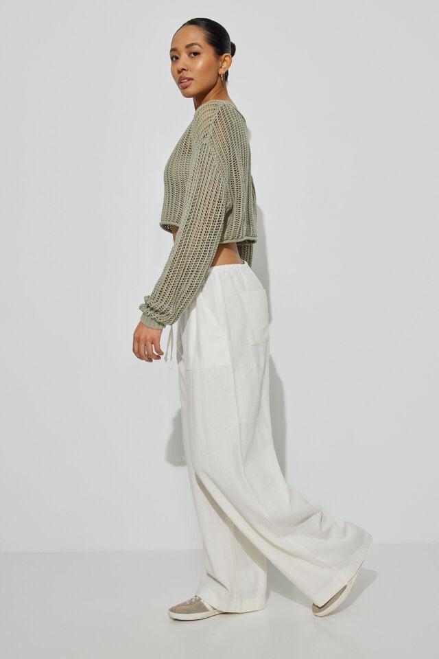 White Garage Millie Linen Pull-on Women Pants | A-6043289