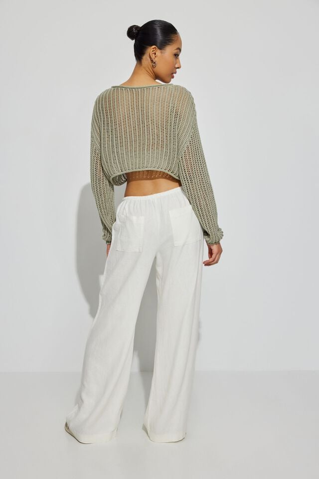 White Garage Millie Linen Pull-on Women Pants | A-6043289
