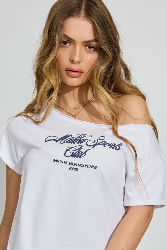 White Garage Off Shoulder Women T Shirts | A-9432860