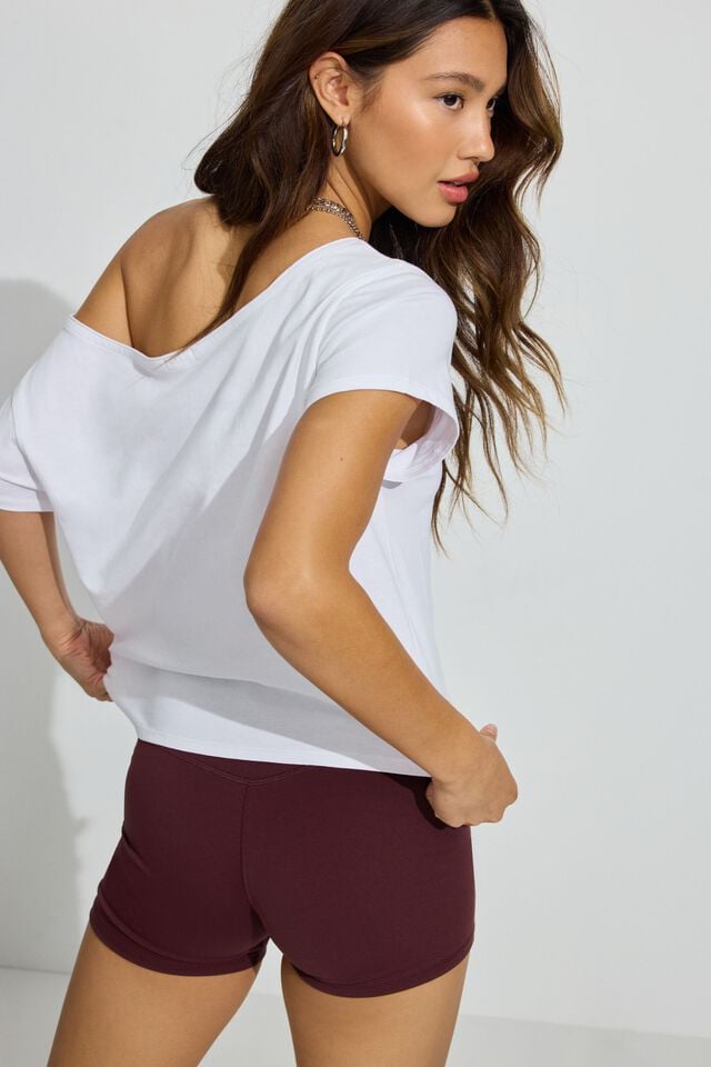 White Garage Off Shoulder Women T Shirts | A-1582074