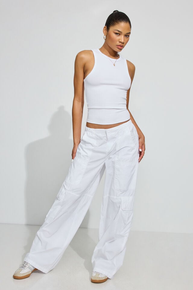 White Garage Poplin Extreme Baggy Women Cargo Pants | A-3745186