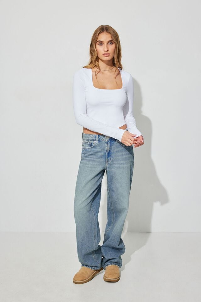 White Garage Portia Square Neck Women Long Sleeve | A-7925086