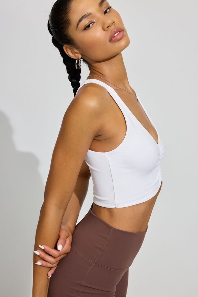 White Garage Seamless Ruched Women Tank Top | A-4769582