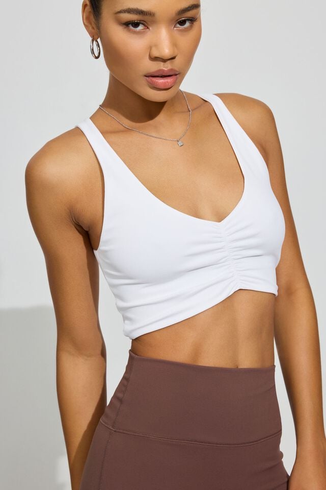 White Garage Seamless Ruched Women Tank Top | A-4769582