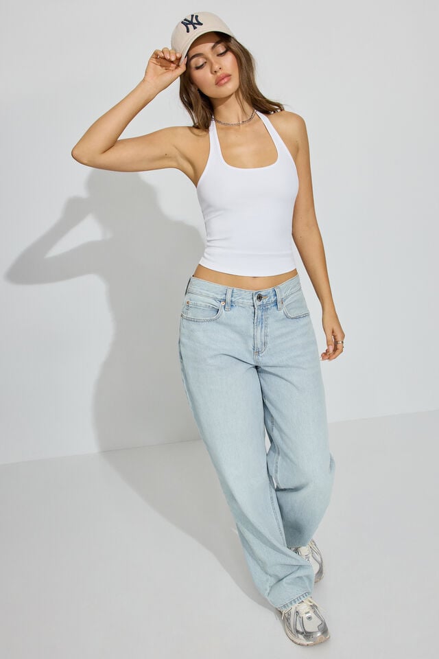 White Garage Sleek Halter Women Tank Top | A-2478650