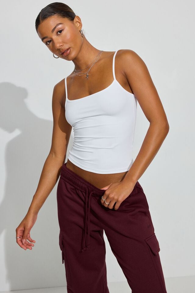 White Garage Sleek Scoop Cami Women Tank Top | A-0925647