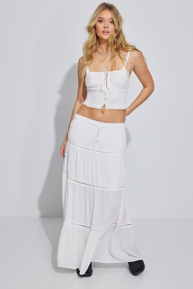 White Garage Smocked Cami Women Tank Top | A-3472961