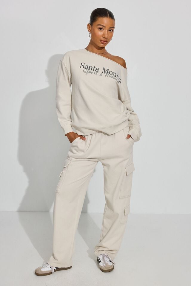 White Garage Softterry Off Shoulder Women Sweatshirts | A-7541983