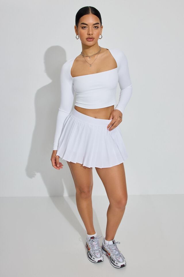 White Garage Square Neck Women Long Sleeve | A-9145820