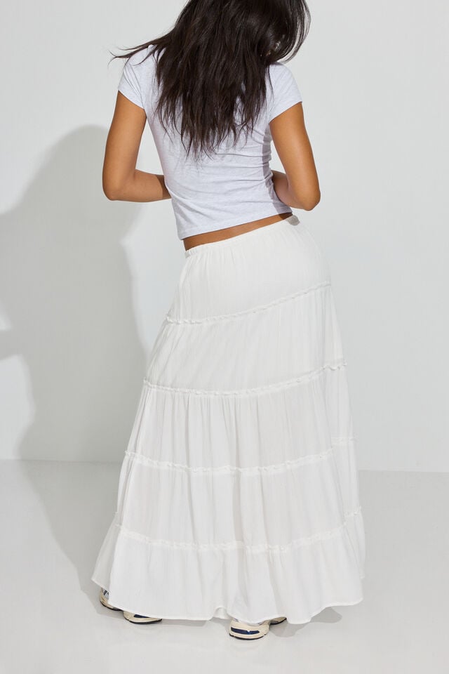 White Garage Tiered Maxi Women Skirts | A-4613287