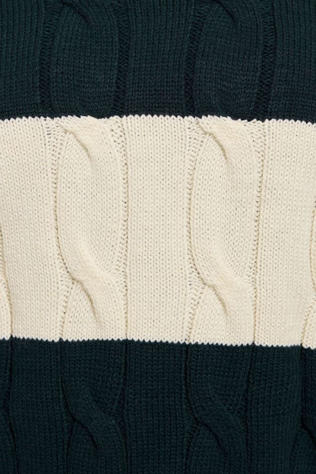 White / Blue Garage Oversized Cable Women Sweater | A-3059847