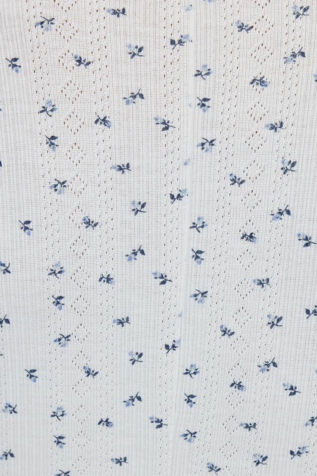 White / Blue Garage Pointelle Women Rompers | A-2971435