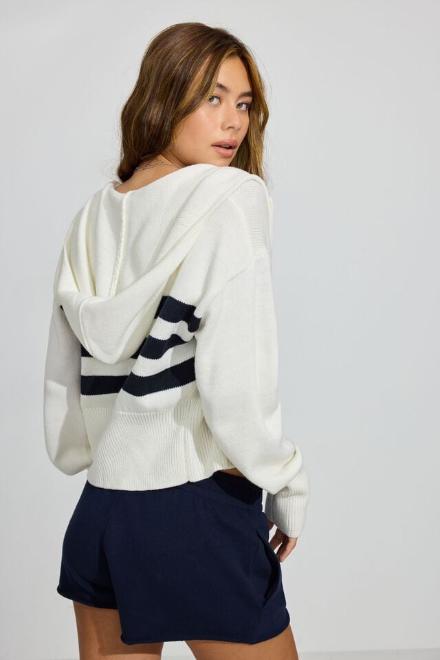 White / Blue Garage Super Soft Boxy Women Hoodie | A-3741259