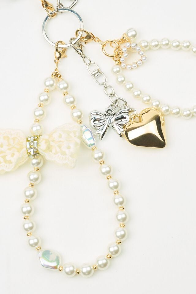White / Gold Garage Pearls & Charms Women Bags | A-7430569