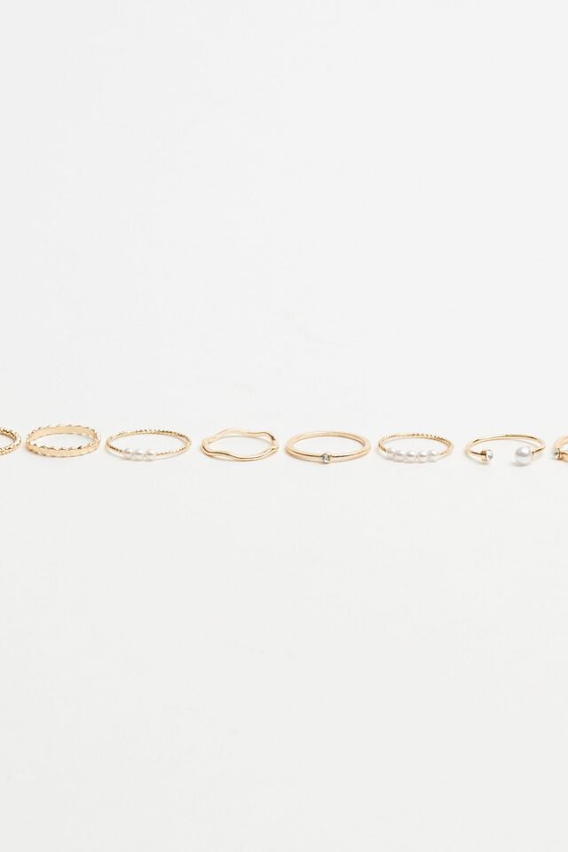 White / Gold Garage Set Of 12 Delicate Women Rings | A-0459167